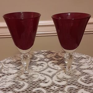 Ruby Red 2 Crystal Goblets